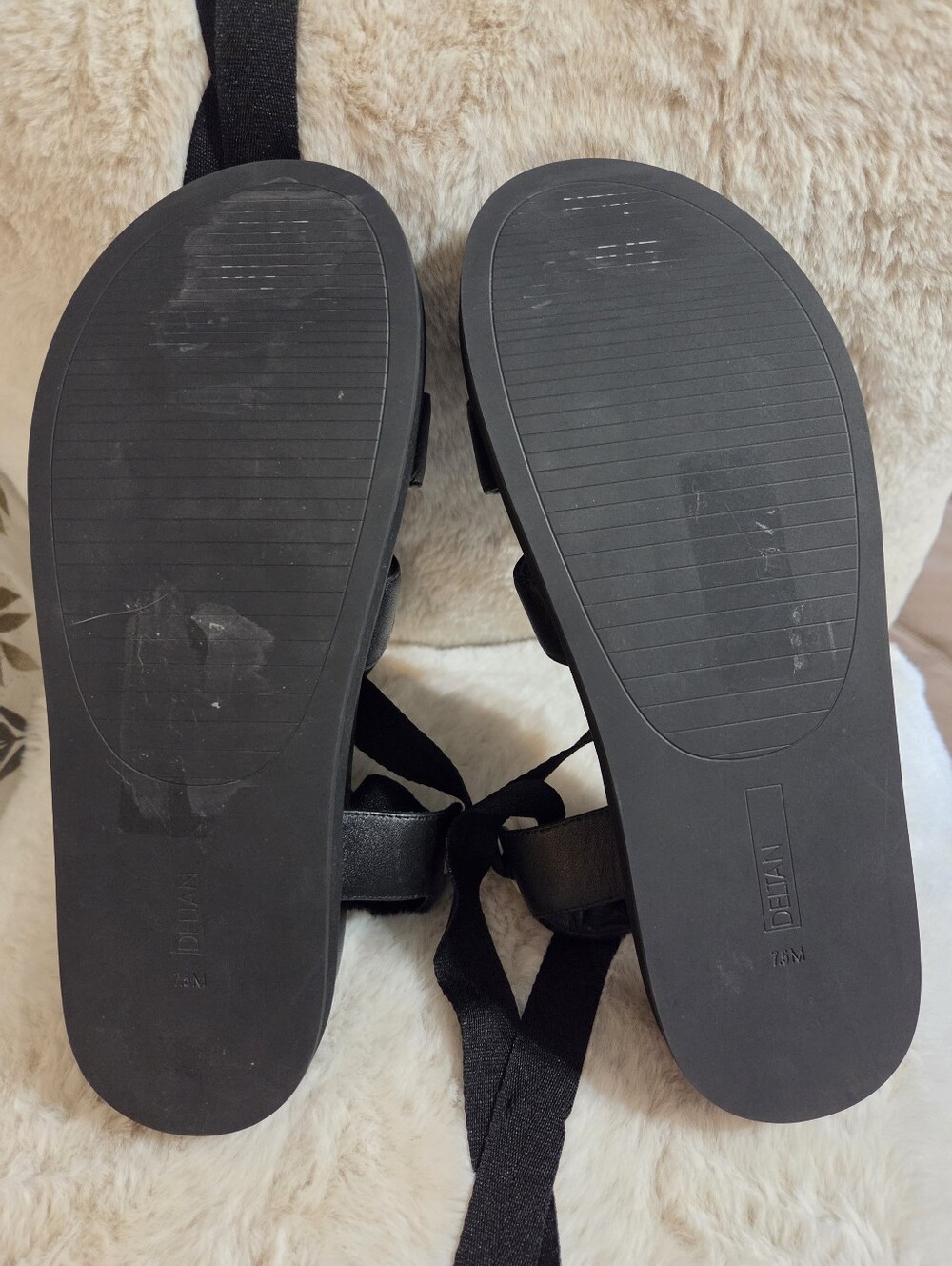 Sleek Black Deltan Leather Platform Lace-Up Gladiator Sandals.  Women's Sz 7 1/2 - Picture 5 of 10
